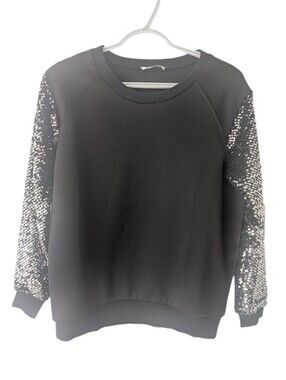 Laura Bianchi Longsleeved Black Sequined Statement Sweatshirt NWOT -S-